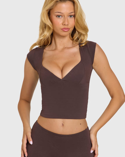 Chocolate Modal Cap-Sleeve Top