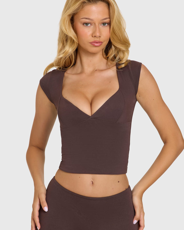 Chocolate Modal Cap-Sleeve Top