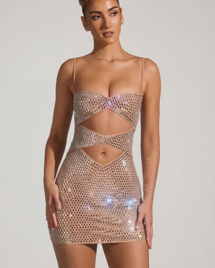 Honey Embellished Cut-Out Mini Dress