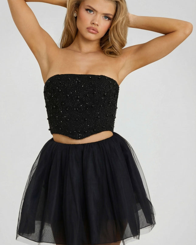 Black High Waist Tulle Mini Skirt