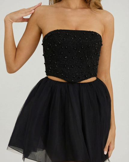 Black High Waist Tulle Mini Skirt