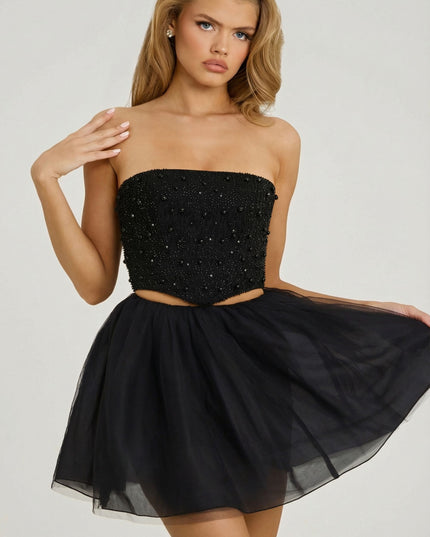 Black High Waist Tulle Mini Skirt
