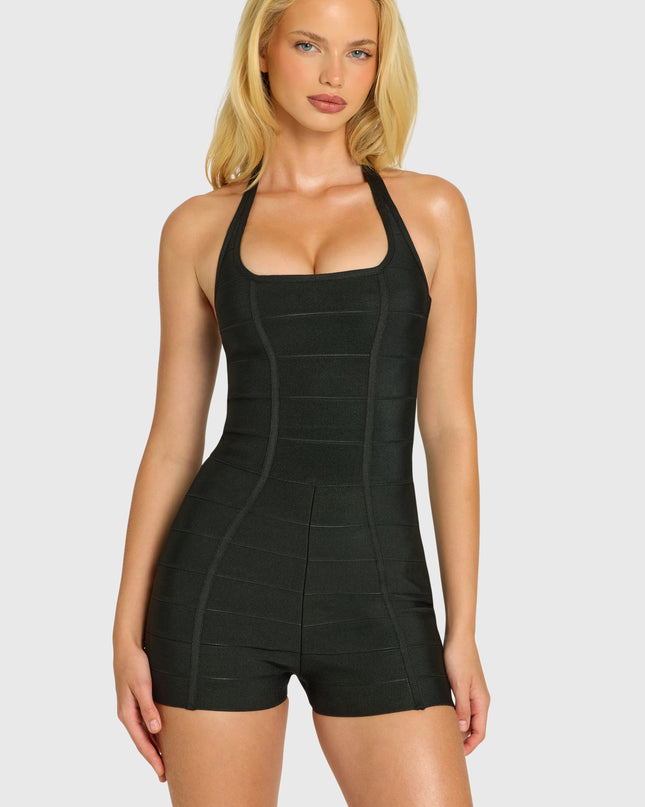 Black Bandage Halterneck Playsuit