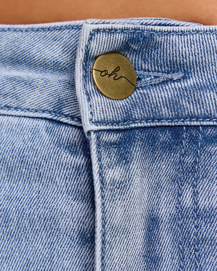 Mid-Blue Low-Rise Denim Mini Skirt