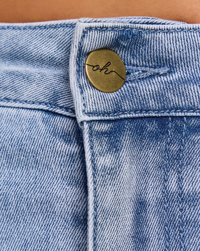 Mid-Blue Low-Rise Denim Mini Skirt