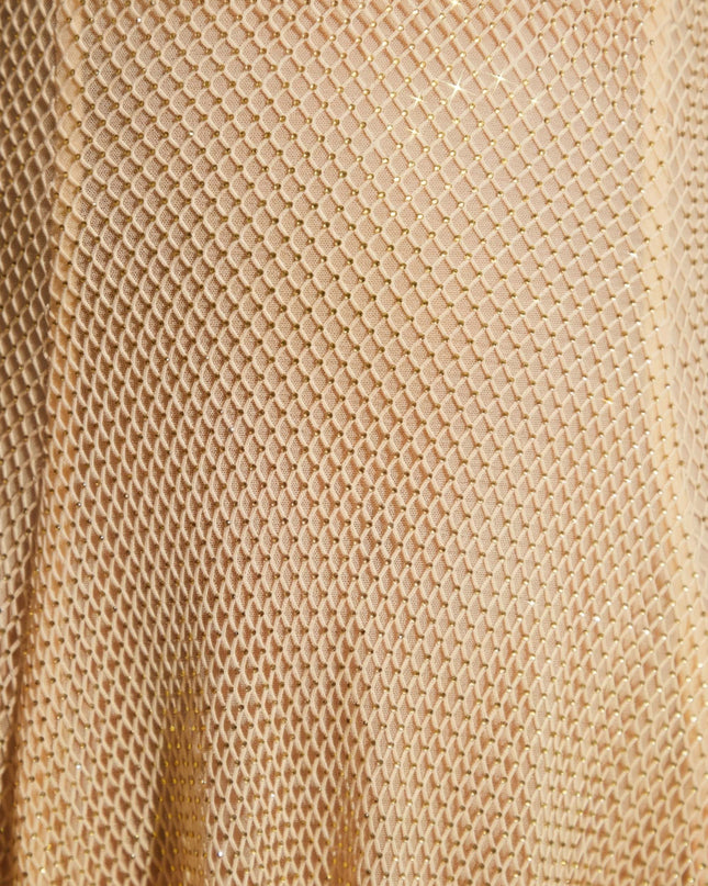 Gold Embellished Long Sleeve Backless Mini Dress