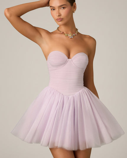 Lilac Tulle Corset Mini Dress