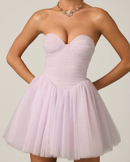 Lilac Tulle Corset Mini Dress