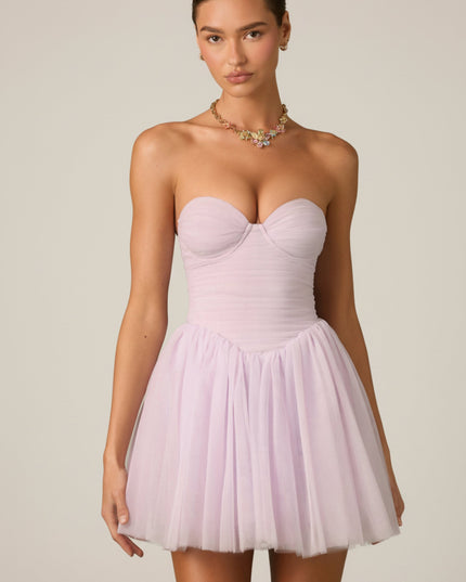 Lilac Tulle Corset Mini Dress