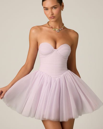 Lilac Tulle Corset Mini Dress