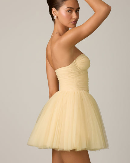 Yellow Tulle Corset Mini Dress