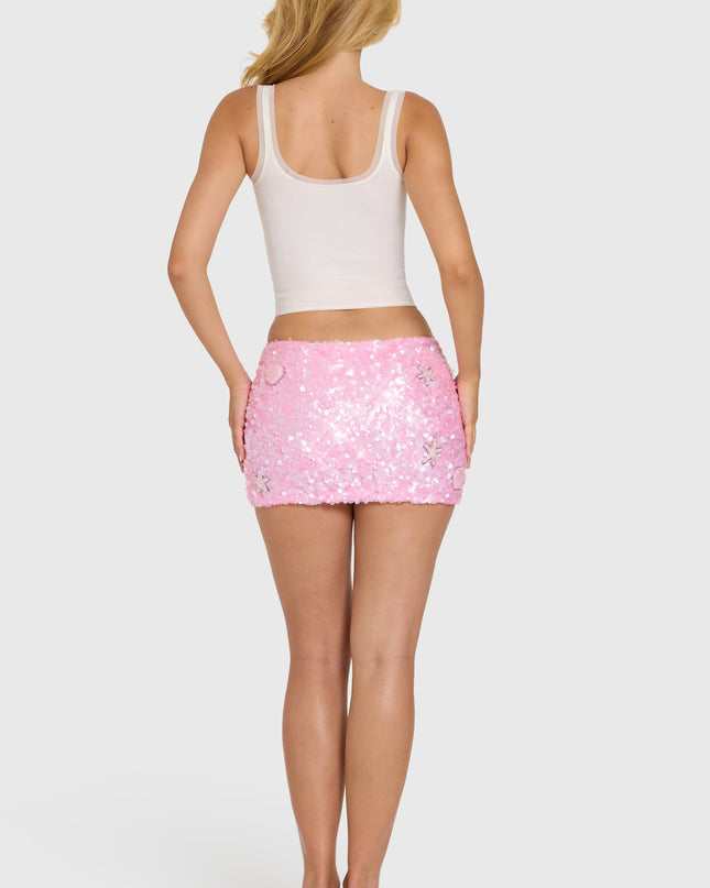 Bubblegum Pink Embellished Mini Skirt