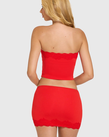 Cherry Modal Lace-Trim Bandeau Top
