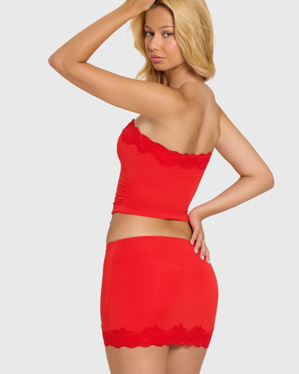Cherry Modal Lace-Trim Bandeau Top