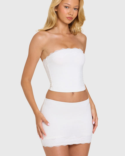 Coconut Modal Lace-Trim Bandeau Top