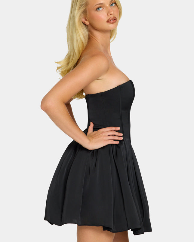 Jet Black Corset Tulle Mini Dress