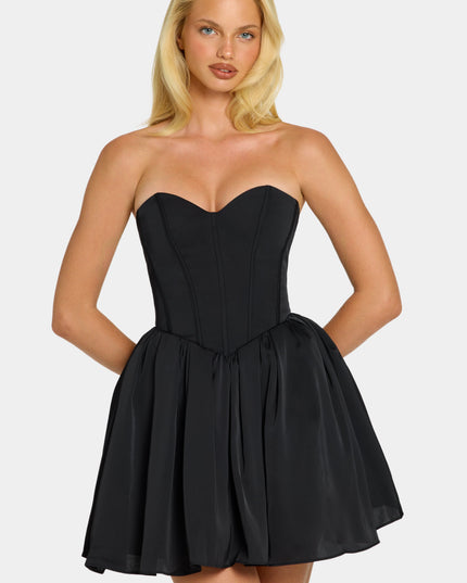 Jet Black Corset Tulle Mini Dress