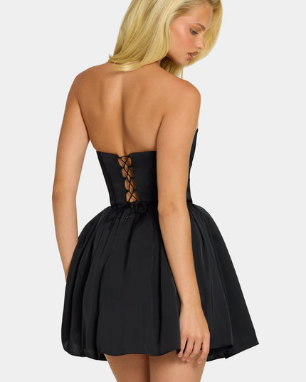 Jet Black Corset Tulle Mini Dress