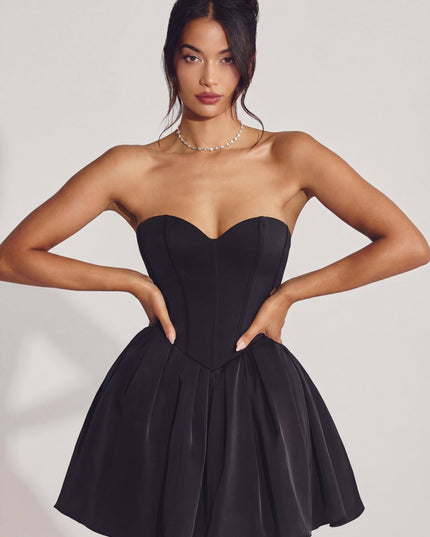 Jet Black Corset Tulle Mini Dress