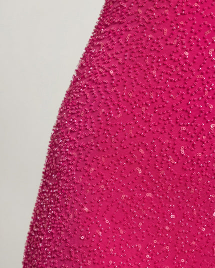 Fuschia Embellished Cut Out Mini Dress