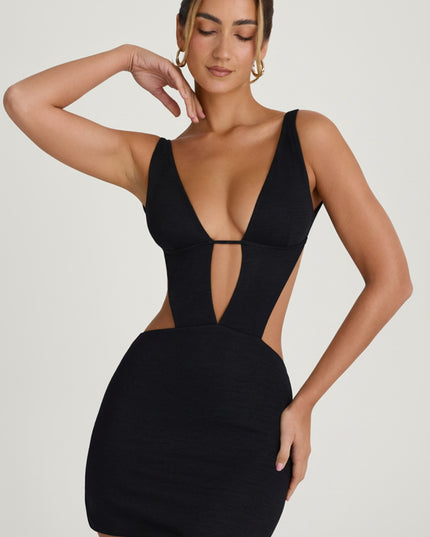 Black Cut-Out A-Line Mini Dress