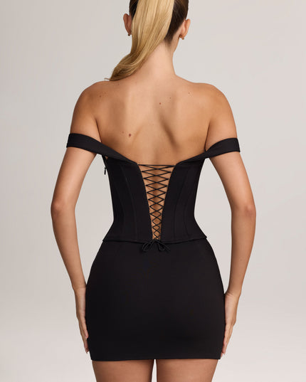 Black Ponte Bardot Mini Dress