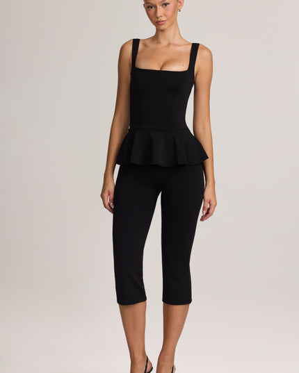 Black Ponte Peplum Top