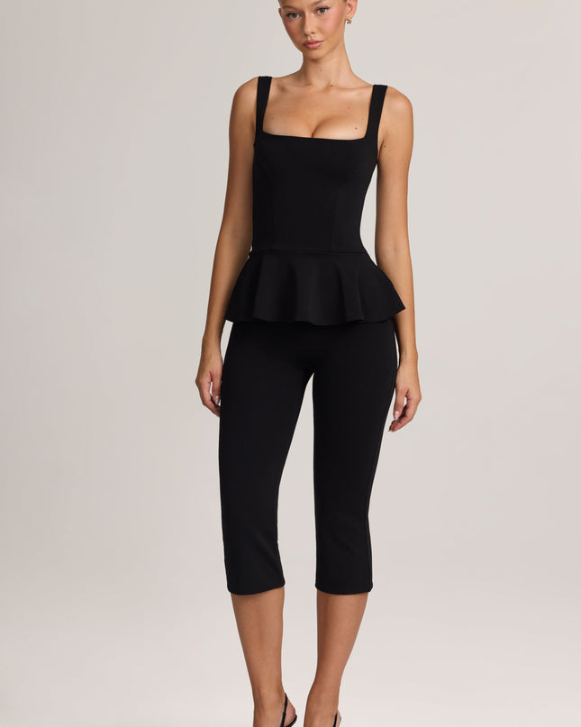 Black Ponte Peplum Top
