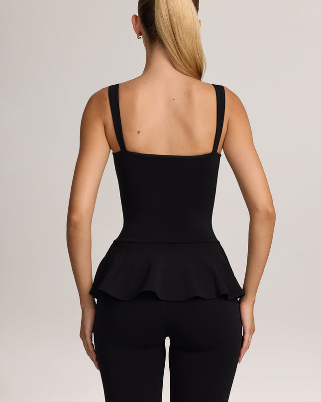 Black Ponte Peplum Top