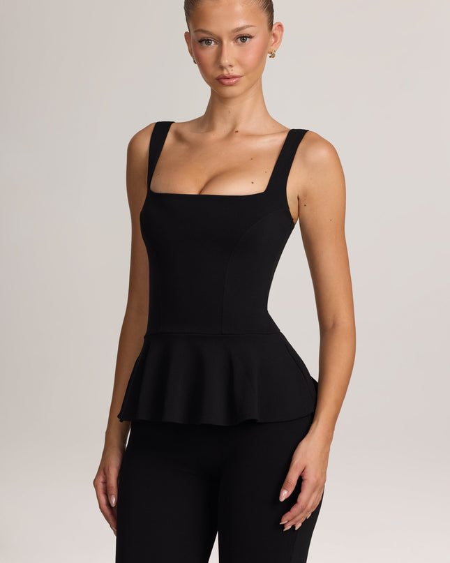 Black Ponte Peplum Top