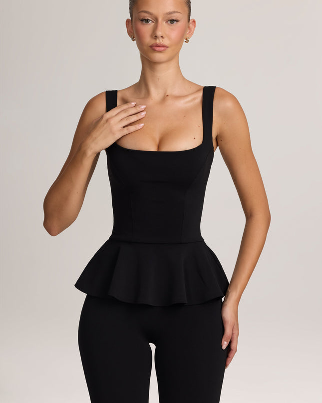 Black Ponte Peplum Top