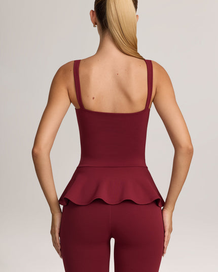 Wine Ponte Peplum Top