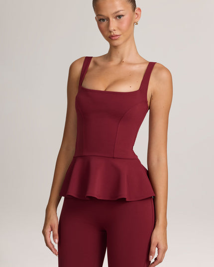 Wine Ponte Peplum Top