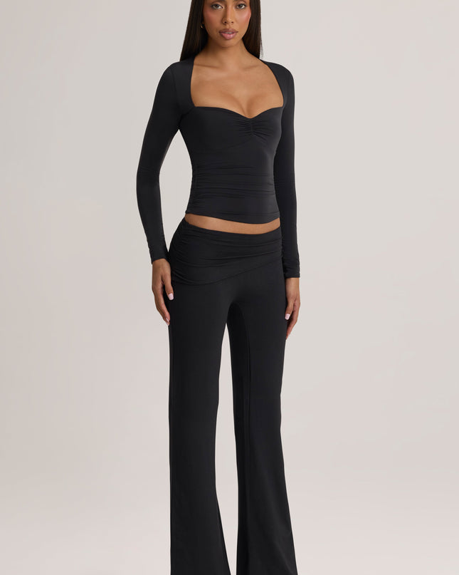 Black Modal Mid-Rise Trousers
