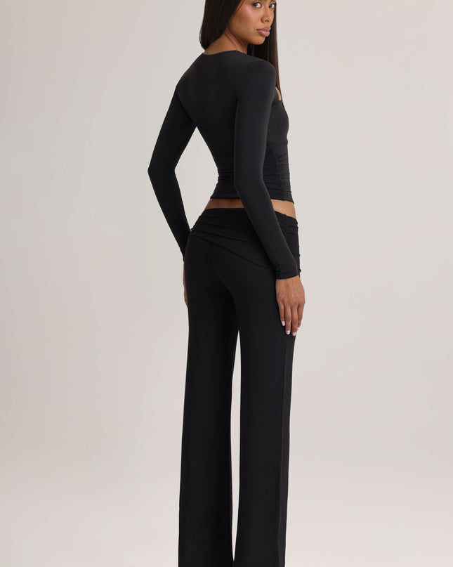 Black Modal Mid-Rise Trousers