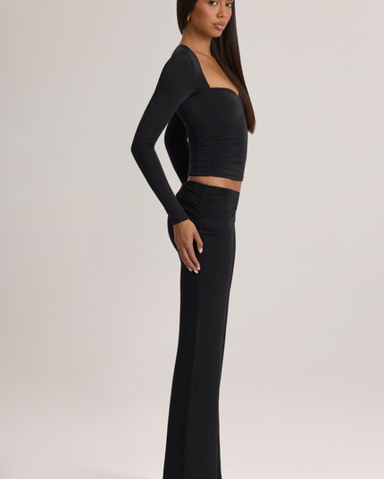 Black Modal Mid-Rise Trousers