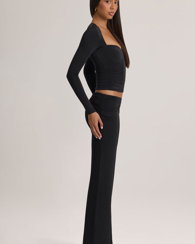 Black Modal Mid-Rise Trousers
