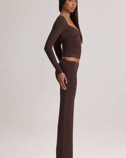 Chocolate Brown Modal Mid-Rise Trousers