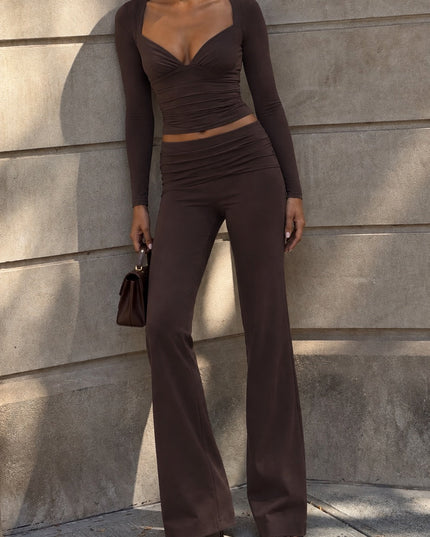 Chocolate Brown Modal Mid-Rise Trousers