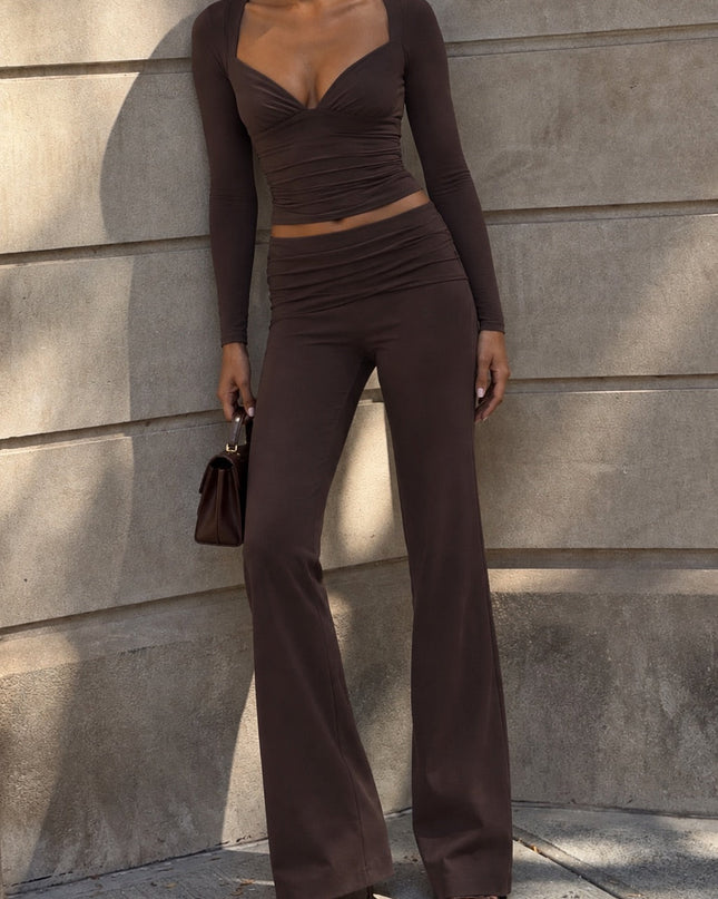 Chocolate Brown Modal Mid-Rise Trousers