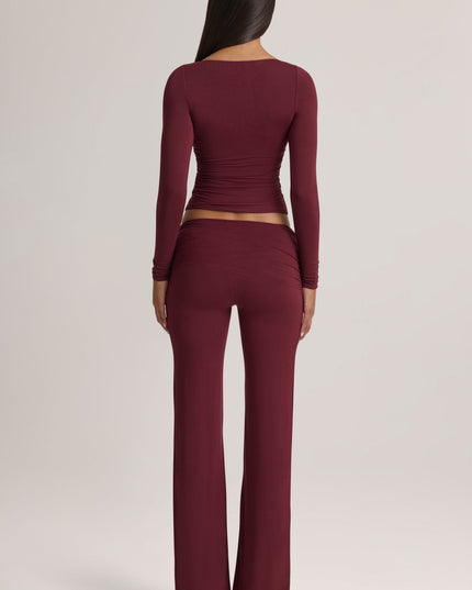 Plum Modal Mid-Rise Trousers