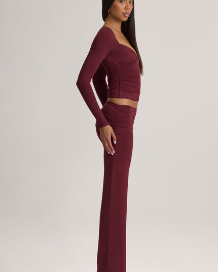 Plum Modal Mid-Rise Trousers