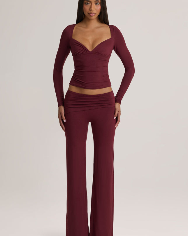 Plum Modal Mid-Rise Trousers