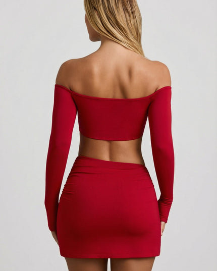 Red Modal Contrast-Trim Crop Top