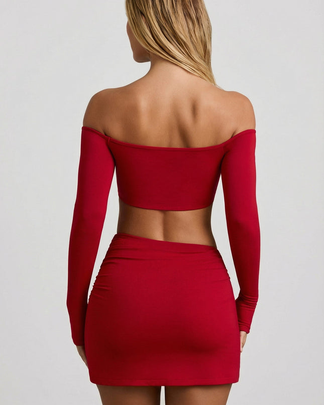 Red Modal Contrast-Trim Crop Top