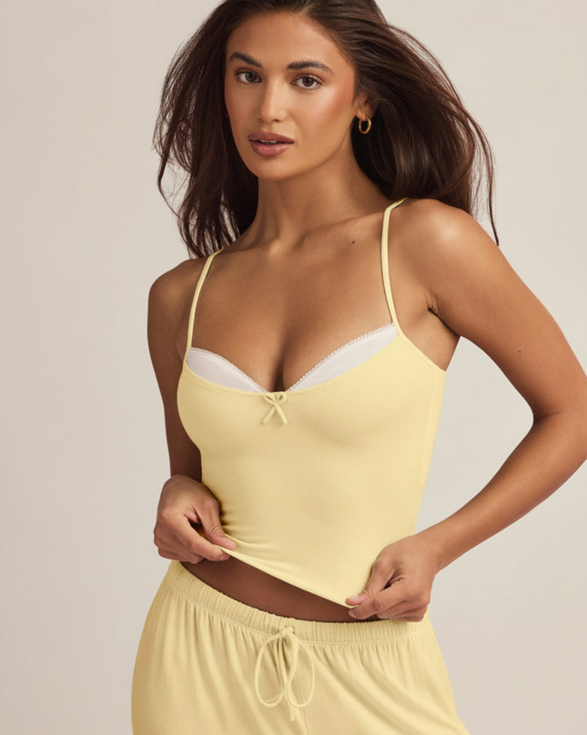 Pastel Yellow Modal Camisole Pyjama Top