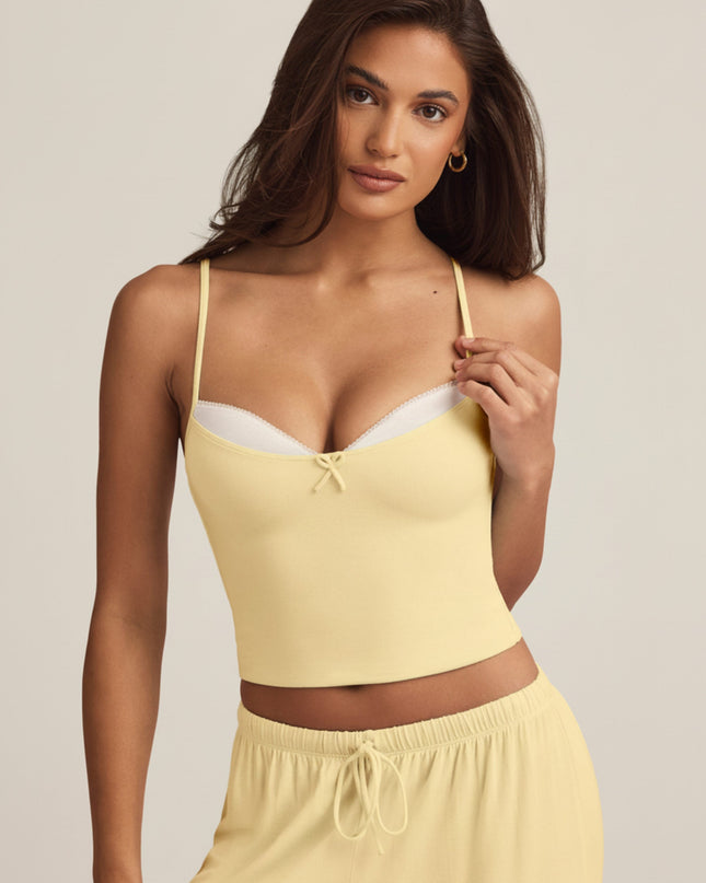 Pastel Yellow Modal Camisole Pyjama Top