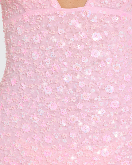 Bubblegum Pink Embellished Mini Dress