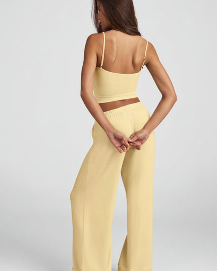 Pastel Yellow Modal Mid-Rise Pyjama Trousers