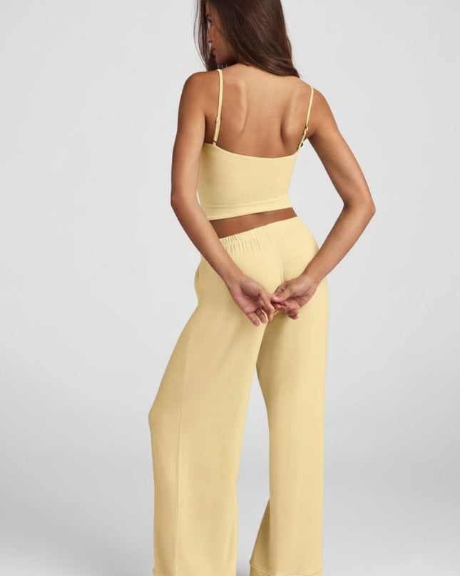 Pastel Yellow Modal Mid-Rise Pyjama Trousers